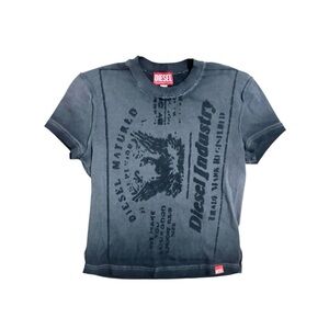 Grey women’s distressed washed Diesel baby tee